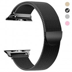 Premium Color Stainless Steel Magnetic Milanese Loop Strap Wristband for Apple Watch Series Ultra/9/8/7/6/5/4/3/2/1/SE - 49MM/45MM/44MM/42MM (Black)